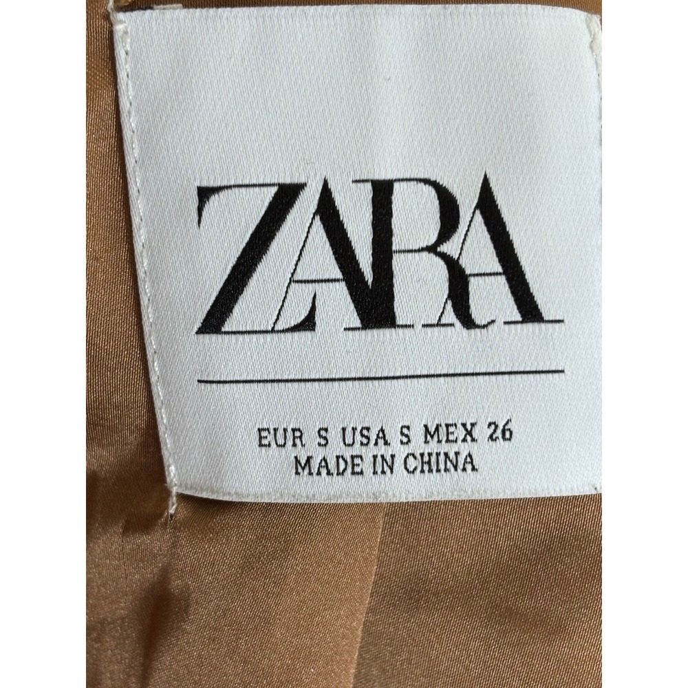 Zara Teddy Faux Shearling Jacket S 6 Camel Cropped Grandpacore Quiet Luxury - Picture 5 of 7